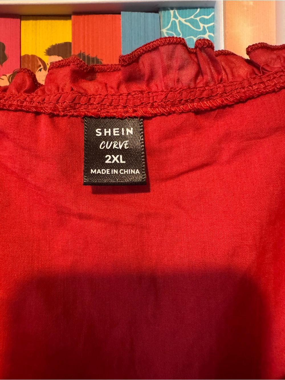 Red Ruffle Button-Front Peasant Blouse - Picture 8 of 12